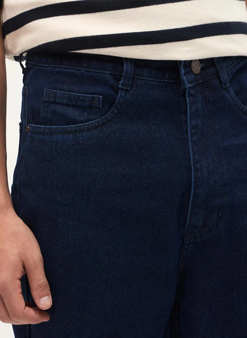 Urbano Fashion  Urbano Fashion Men's Dark Blue Loose Baggy Fit Washed Denim Jeans Non-Stretchable for Men | Best Price UAE